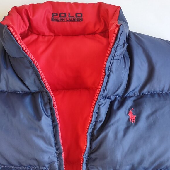 Polo Ralph Lauren Down Puffer Vest Logo Pony Reversible Red/Blue Youth Size 7 - Picture 3 of 10